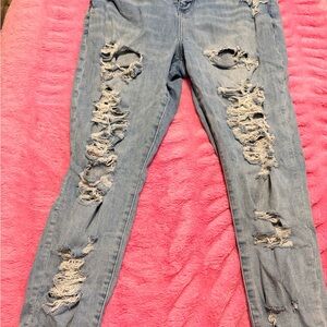 American Age Light Blue Distressed Skinny Jeans